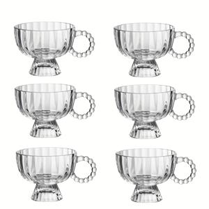 TEMU 빈티지 유리잔, 세로 줄무늬 짧은 다리잔, 머그컵, 커피, 홍차, 우유, 음료, 주스에 적합, 재사용 가능한 귀여운 컵, 가정, 대학 기숙사, 사무실, 애프터눈 티, 레스토랑, 연회에 적합