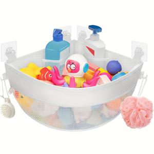 TEMU 다양한 장난감을 보관할 수 있는 욕실 장난감 수납 가방, 욕실 장난감 보관 랙, 걸이형 욕실 장난감 정리함, 빠른 건조 욕실 장난감 수납 가방, 강력한 접착 후크가 장착되어 모든 가족에게 적합