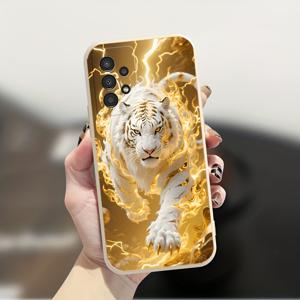 TEMU 폰 케이스: 패셔너블하고 정교하며 내구성 있는 연한 색상 프린트 폰 케이스, 갤럭시 A05 A05S A06 A14 A15 A16 A22 A23 A24 A25 A32 A33 A34 A35 A36 A52 A52S A53 A54 A55 A56 S21 S22 S23 S24 S25 FE Plus Ultra 5G 화이트 타이거 리얼리스틱 그라데이션 쿨