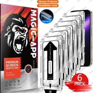 TEMU 6개 세트 울트라 HD 9H+ 강화유리 스크린 보호필름 – 아이폰 13/14/15/16/17 플러스, 프로, 프로 맥스, 17 에어 & 16e 시리즈용 – 자동 먼지 제거, 빠른 설치, 스타일리시 휴대폰 액세서리 (신규 업그레이드) – 완벽한 휴가 선물