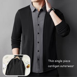 TEMU 봄/가을 가벼운 통기성 V넥 니트 가디건, 슬림핏 긴팔 다용도 패션 캐주얼 남성 가디건