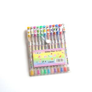 TEMU 12개입 글리터 펜 - 미세한 필기용 플라스틱 펜, 깃털 없음, 멀티컬러, 과일향, 부드러운 필기, 저널링에 최적, 학교 및 사무용품에 완벽