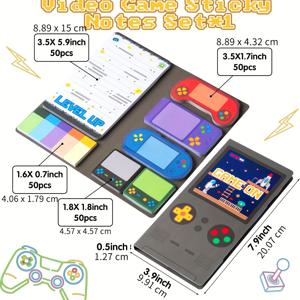 TEMU 1세트 스티커 메모 세트 - 카툰 테마 귀여운 자체 접착 메모 패드 선생님 감사 선물 자체 접착 필기 메모 페이지 스티커 할 일 노트패드 일반 직원 학교 사무실용 (비디오 게임)