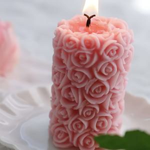 TEMU 새로운 장미 꽃 기둥 조각 양초 실리콘 몰드 아로마테라피 몰드 에폭시 장식 장식품