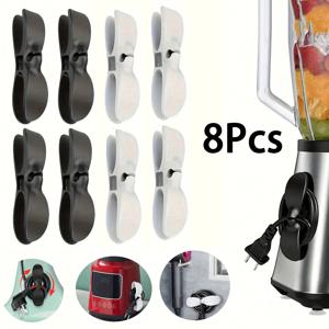 TEMU 4/8개 플라스틱 케이블 정리 클립, 주방 가전용 접착식 코드 정리, 에어프라이어, 커피 메이커, 믹서, 헤어 드라이어, 충전기 및 기타 케이블 관리 클립에 적합, 간편한 설치