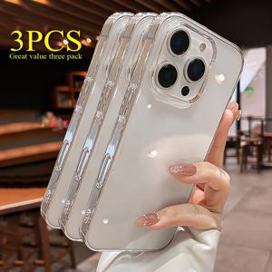 TEMU 휴대폰 케이스 3개 세트, 트리플 밸류 팩: 아이폰 16, 15, 14, 13, 12 프로 맥스, 7, 8, 14, 15 플러스, X, XR, XS, SE, 2020, 2023용 초박형 투명 보호 케이스, 럭셔리 충격 흡수 소프트 TPU 투명 휴대폰 케이스—선명하고 내구성 강함, 황변 및 변색 방지