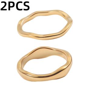 TEMU 2개 불규칙 스테인리스 스틸 반지 여성용 고급 다용도 반지 데일리 착용 또는 휴일 선물로 선호