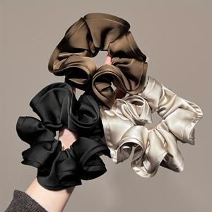 TEMU 3개 레트로 귀리구리 새틴 대장털 머리띠 고급 포니테일 헤어 로프 여성용 간편한 스타일 고무 밴드 헤어 액세서리 휴일 선물