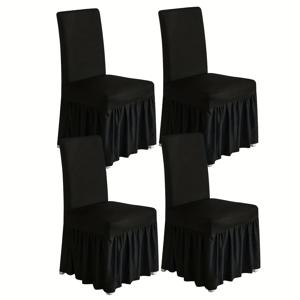 TEMU 단색 Y 섬유 원단 롱 스커트형 의자 커버 1/4개 세트, , 미끄럼 방지, 내구성, 세탁 가능, 높은 신축성과 스트레치성, 간편한 장착, 범용 가구 보호 커버, 파티, 결혼식, 연회, 이벤트, 케이터링, 기념행사에 적합, 140gsm