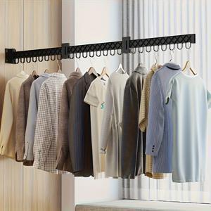 TEMU 삼단 벽걸이 옷걸이 - 접이식, 확장형, 공간절약형 세탁걸이, 조절 가능한 선반, 침실 및 소형 공간에 적합, 효율적인 건조 솔루션, 소형 공간 건조, 침실 옷걸이, 건조대