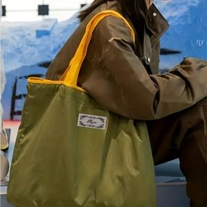 TEMU 대용량 접이식 쇼핑백, 내부 포켓이 있는 네 가지 재사용 스타일. 일상 외출을 위한 다용도적이고 세련된 필수 아이템