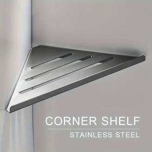 TEMU 1 클래식 벽걸이형 스테인리스 스틸 코너 선반 | 삼각형 욕실 수납 랙, 샤워 캐디 정리함 (욕실용)