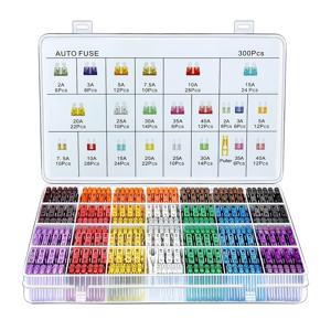 TEMU 자동차 퓨즈 혼합 키트 300개, 미니 블레이드 퓨즈 160개, 자동차용 표준 퓨즈 90개, 퓨즈 50개, 자동차/RV/트럭/오토바이용 풀러 1개 포함(2Amp 3A 5A 7.5A 10A 15A 20A 25A 30A 35A 40A)