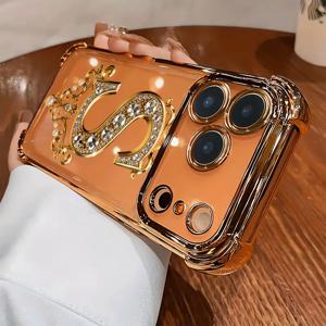 TEMU 휴대폰 케이스 - 창의적인 골드 S 패턴 신형 전기 도금 투명 TPU 낙하 방지 아이폰 17/아이폰 17 에어/아이폰 17 프로/아이폰 17 프로 맥스/아이폰 16/아이폰 16 프로/아이폰 16 플러스 케이스