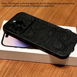 TEMU 폰 케이스: 리니어 드래곤 패턴 블랙 핸디 윈도우 아이폰 17 프로 맥스 폰 케이스 16플러스 16E 16프로맥스 15 14 13 12 11 시리즈 풀 커버리지 충격 방지 보호 폰 소프트 쉘, 크리스마스 및 추수감사절 가족, 자매, 친구 선물용