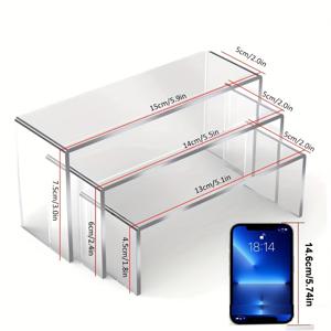 TEMU 3개 세트 모던 아크릴 U자형 디스플레이 스탠드 - 2단 선반, 무거운 물건 적합, 데스크탑용, 조립 불필요, 가벼운 투명 선반 (피규어, 향수, 화장품 정리용, 홈, 오피스, 살롱)