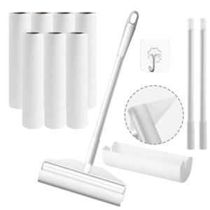 TEMU KISMIS 돌돌이 사선컷팅 테이프 크리너 24cm+3단 연결봉+리필 7개 - 소파, 가구, 카펫, 자동차 시트 등에 사용, 쉬운 교체 가능한 스티키 시트,재사용 가능한 롤러 및 자체 청소 베이스용 고양이 및 개 털 제거제