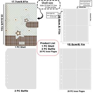 TEMU 별 패턴 체크 PU 합성 가죽 사진 앨범, A5 사진 보관 엽서 앨범, 자석 스냅 잠금, 카드 메모리 앨범, 보관 앨범, 발렌타인데이 앨범, 고급스러운 소형 카드 보관 사진 기념 앨범