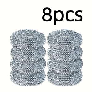 TEMU 8개의 반짝이는 설거지 브러쉬 헤드 - 부드럽고 잔여물이 없는 안전한 주방용품, 사용하기 쉬움, 금속 구조, 주방 청소에 적합, 설거지 브러쉬 | 반짝이는 디자인 | 금속 브러쉬 헤드, 식기세척기 브러쉬