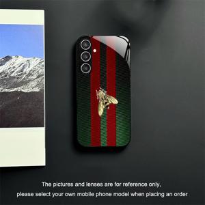 TEMU 휴대폰 케이스 - 고급 레드 세로 벌 템퍼드 유리 신형 블랙 폰 케이스 (갤럭시 S26 플러스/갤럭시 S26/갤럭시 S26 울트라/삼성 갤럭시 S25울트라/S25+/S25Fe/S25/S24/S23/S22/S21/S20/A13/A14/A15/A22/A23/A24/A25/A32/A33/A34/A50/A용)