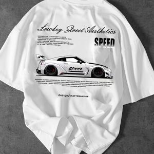 TEMU 남성용 반팔 티셔츠\2026 봄/여름 신상\부드럽고 통기성 좋은 데일리 탑, 사계절 캐주얼 스타일, 여름 의류, 프린트 디자인, 가벼운 소재, 파티 필수 아이템