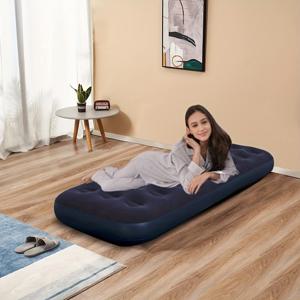 TEMU 1개 휴대용 에어 매트리스, 접이식 플로킹 인플레이터블 슬리핑 매트 - 사무실 및 야외 캠핑용