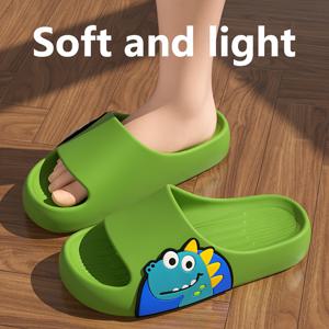 TEMU 남아용 여름 만화 소프트 솔 오픈 토 슬리퍼, 집, 욕실, 야외 여행 및 해변에 적합; 여아에게도 이상적이며 슈퍼마켓에서 쇼핑하고 공원에 방문할 때 완벽합니다.
