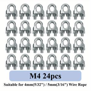 TEMU 스테인리스 스틸 와이어 로프 케이블 클립 클램프, 8가지 사이즈, M2(1/16
