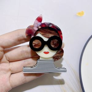 TEMU 3색 헤어밴드 브로치 핀 1개, 코트 및 가방 장식에 적합한 아크릴 패션 캐릭터 배지