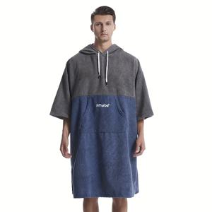 TEMU 1개 Hiturbo 서핑 포ンチョ 교복 타월 로브, 빠른 건조 중간 길이 소매 교복 타월, 테리 목욕 가운 비치 로브 (다이빙 수영 서핑용 후드 포함), Free Size