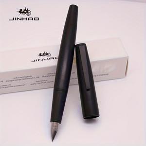 TEMU 1세트(펜+잉크 )진하오 80 그레이 섬유 브러시드 만년필, 이리듐 울트라 파인 니브 및 소형 펜 가방 세트 (실버 클립 포함)(F/EF/0.3mm 닙)