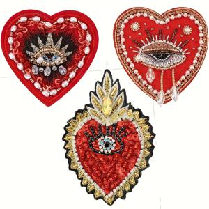 TEMU 옷, 데님, 재킷, 가방, 신발 및 프로젝트 꾸미기용 악의적인 눈 모티프, 하트 모양 비즈, 라인스톤, 스팽글, 패치 등 장식 요소