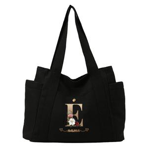 TEMU 맞춤형 이름 여성용 대용량 토트백, 다중 외부 포켓 어깨가방 출퇴근용 다기능 핸드백 개인화 이니셜 레터링 쇼핑백