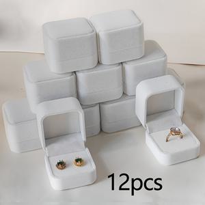 TEMU 2/6/12개 클래식 벨벳 보석 상자, 비접착성 귀고리 및 반지 거치대, 벨벳 내부가 있는 제안 선물 상자