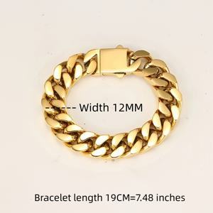 TEMU Stainless Steel Hand Polid Miami Crypto Cuban Chain.12mm Vacuum Golden Hip Hop Nela Bralet Suitable for Men and Women Gifts