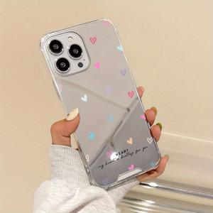 TEMU 2025년 새로운 고급 미러 핏 패션 창의적인 모든 것을 포함하는 방수 컬러 하트 디자인 폰 케이스 아이폰 16 15 14 11 프로 맥스 XS XR 7 8 SE JD1