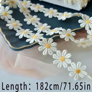 TEMU 우아한 데이지 레이스 트림과 수용성 자수 꽃, DIY 재봉 공예 원단, 의류 및 항아리 장식용 꽃 어플리케