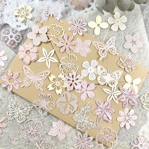 TEMU 빈티지 꽃무늬 나비 镂空 소재지 50매 팩, 스크랩북킹, 잡지 아티클레징 저널 플래닝, DIY 공예 용품용