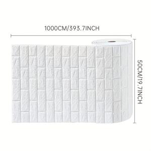 TEMU 1롤 화이트 XPE 폼 벽지 스티커, 폭 50cm, 선택 가능한 길이, 자가 접착 방수 벽지, DIY 장식용 벽지 스티커, 불규칙한 벽돌 패턴, 홈 오피스 리모델링 장식