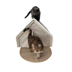 TEMU 시사일 보드가 있는 고양이 스크래쳐 하우스, 초대형 고양이 텐트, 소형 애완동물, 고양이 빌라, 실내 고양이를 위한 고양이 하우스, 여러 마리의 고양이를 위한 초대형 골판지 디자인, 스크래치 방지 지붕이 있는 실내 고양이 쉼터