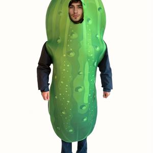 TEMU 할로윈 크리스마스 코스프레 오이복장 어른용, 재미있는 과일 캐릭터 파티 원피스 남녀공용, XS~XL 사이즈 적합