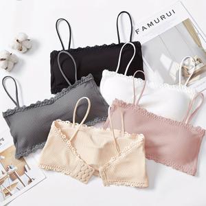 TEMU 5개 여름 스트랩리스 튜브 탑 골지 서스펜더 여성용 가슴 패드 포함 노출 방지 속옷 가슴 랩