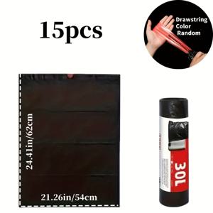 TEMU 상업용 헤비듀티 쓰레기 봉투 - 초대형 블랙 드로스트링 백 | 방수 및 찢김 방지 | 다양한 사이즈 제공 (30L/60L/100L) | 호텔/주방/야외 사용에 적합