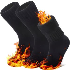 TEMU 스키용 여성용 보온 부츠 양말 3켤레 - 두꺼운 겨울용 따뜻한 양말, 탄력 있는 리브드 커프, 세탁기 사용 가능, 혼합 색상 & 블랙, 극한의 추위 야외 스포츠용, 편안한 착용감