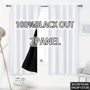 TEMU 암막 커튼 패널 2개, 100% 암막 프라이버시, 단열 및 방음, 라미네이트 마을 프린트, 손세탁 전용, 침실 및 거실용, 로드 포켓 포함, 심플하고 우아한 디자인