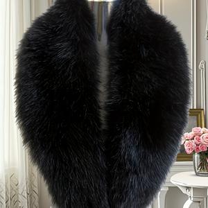 TEMU 플러스 사이즈, 고품질 인조 퍼 칼라 우아한 방풍 보온 조끼 쇼울 가을 겨울용