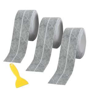 TEMU 주방용 자체 접착 방수 스피킹 스트립 3롤/세트 (스크레이퍼 포함), 싱크대용 자체 접착 물 차단 테이프, 욕실 및 화장실용 방수 테이프, 스토브용 자체 접착 스피킹 스트립, 청소 및 세척 용이. 3.2M * 3롤