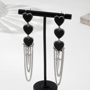 TEMU 고딕 스위트 & 쿨 하트 술 십자가 발렌타인데이 디자인 다용도 파티 & 데일리 여성용 귀걸이 한 쌍