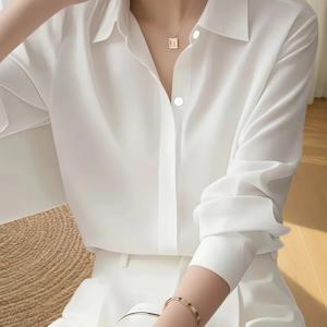 TEMU 프렌치 하이엔드 기품의 신상 전문가용 여성 셔츠 긴팔 상의 - 숨겨진 버튼 디테일 - 편안하고 통기성 좋은 원단