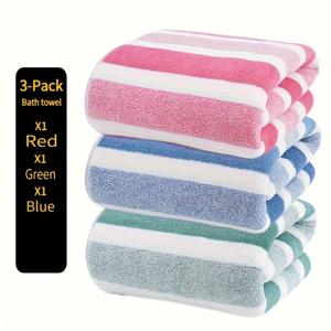 TEMU 고급 호텔용 타월 세트 3개 - 초강력 흡습 성능 및 부드러운 마이크로파이버 소재, 미끄럼 방지 행잉, 베이지/핑크/아쿠아 트로피컬 디자인 - 우아한 선물 - 스파 및 가정용 즉시 사용 가능한 욕실 필수품, 일상 목욕 액세서리, 모던 욕실 데코